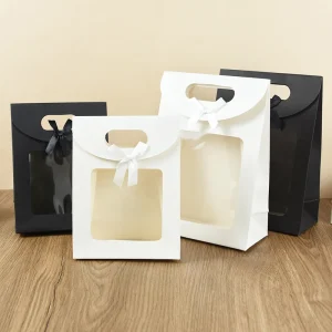 10/20pcs Black White Gift Box with Clear window Christmas Gift